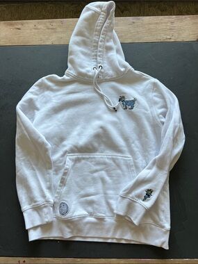 White Kids Hoodie Sweatshirt with Embroidered Animal Motif